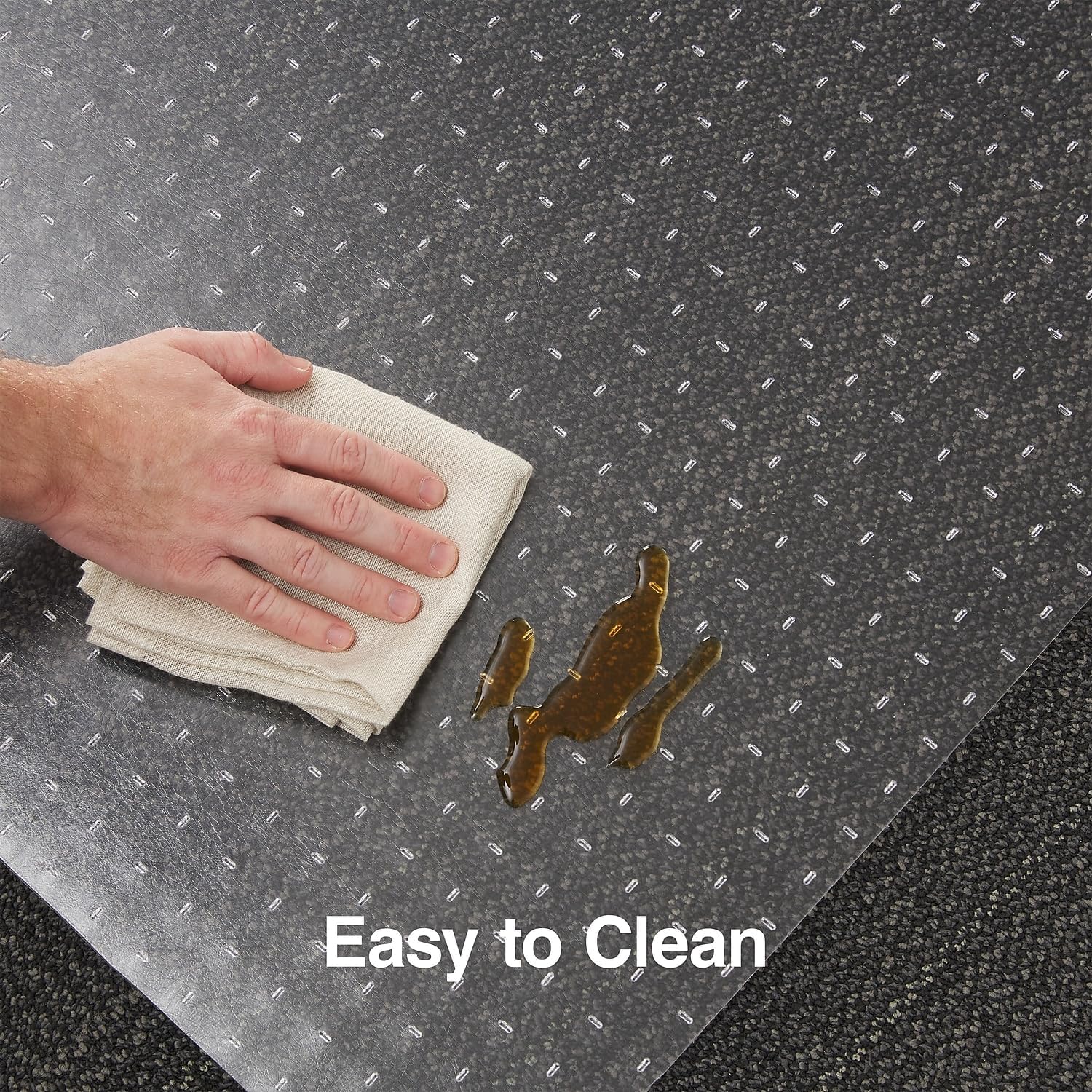 StaTLes Office Chair Mat, Clear Floor Mats with Lip, Flat-Pile Carpets, Extended Under-Desk Coverage, 48 x 36 Inch, Smooth Glide