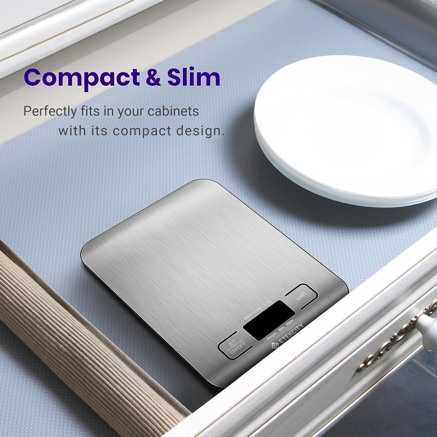Etekcity Food Kitchen Scale, Digital Grams and Ounces for Weight Loss, Baking, Cooking, Keto and Meal Prep, LCD DisTLay, Medium, 304 Stainless Steel