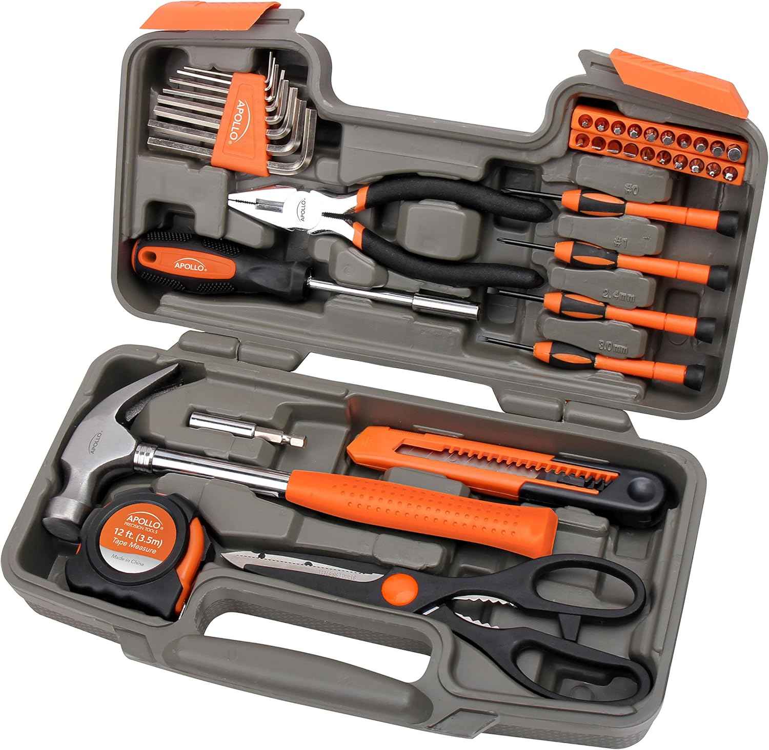 Apollo Tools Original 39 Piece General Household Tool Set in Toolbox Storage Case with Essential Hand Tools for Everyday Home Repairs, DIY and Crafts - Pink Ribbon - Pink - DT9706P