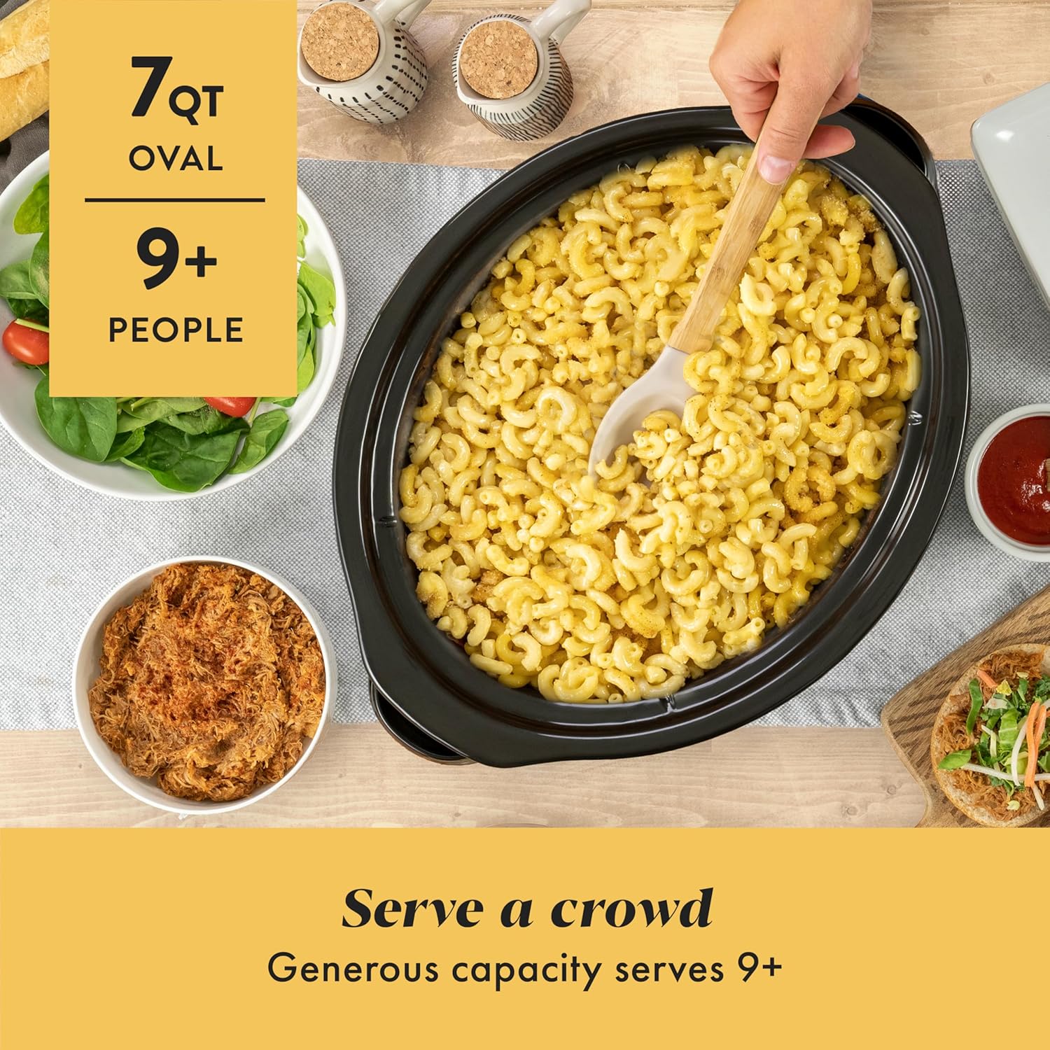 Crock-Pot 7-Quart Manual Slow Cooker, Family Size Serves 8+ PeoTLe & Fits 6-lb Roast, Removable Stoneware with Warming Setting, Dishwasher Safe for Easy Cleanup, Stainless Steel