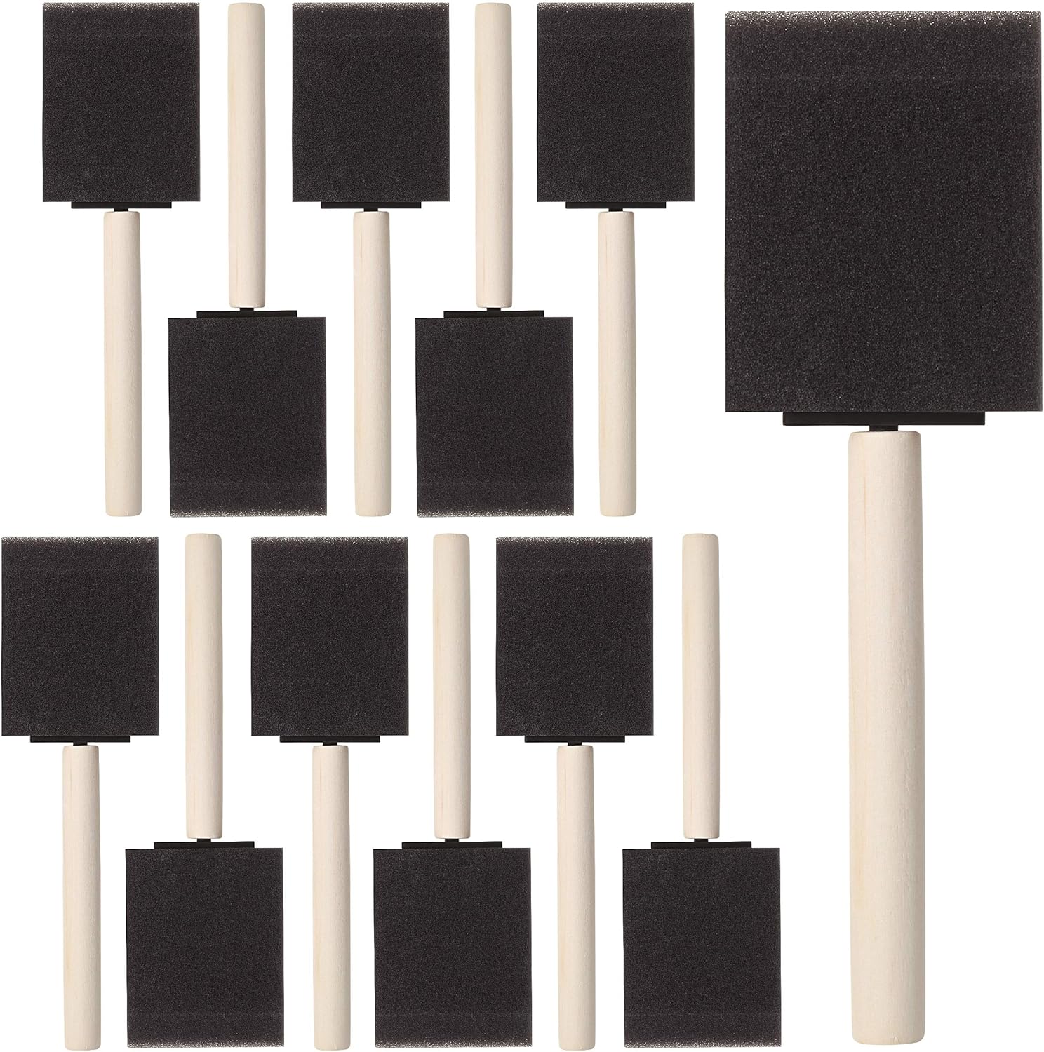 Bates- Foam Paint Brushes, 2 Inch, 16 Pack, Wooden Handle, Sponge Brushes for Painting, Staining, Varnishes, Gluing and DIY Craft Projects on Wood, Metal & More