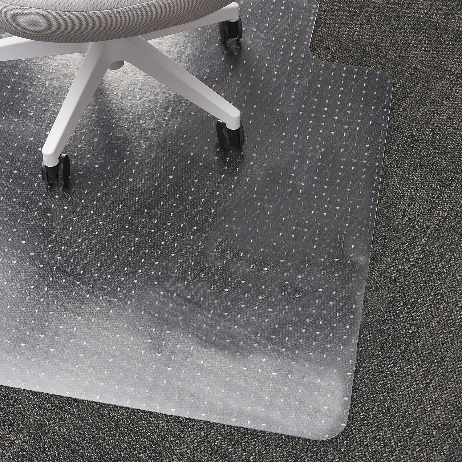StaTLes Office Chair Mat, Clear Floor Mats with Lip, Flat-Pile Carpets, Extended Under-Desk Coverage, 48 x 36 Inch, Smooth Glide