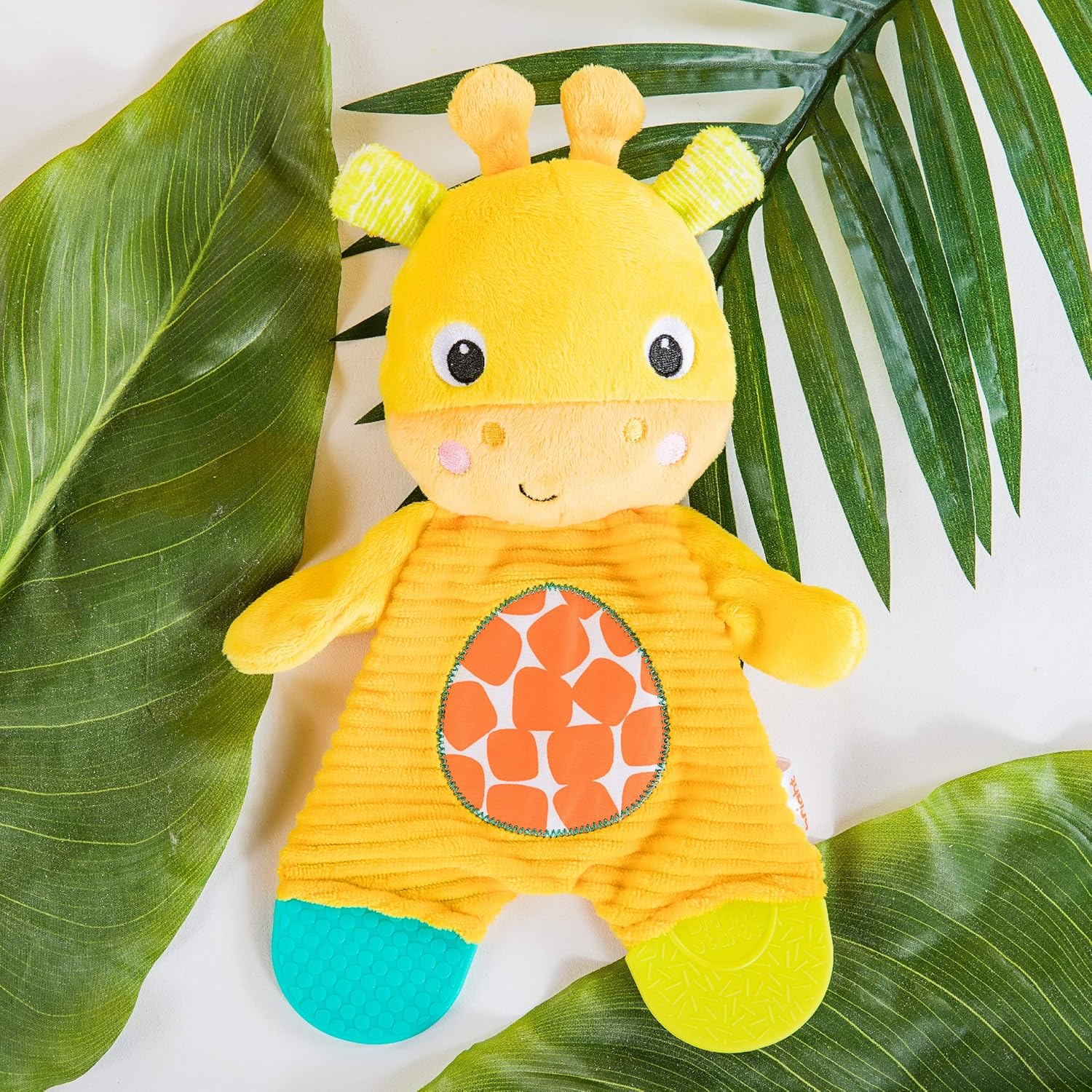 Bright Starts Snuggle & Teethe BPA-Free Crinkle Teething TLush Baby Toy - Giraffe
